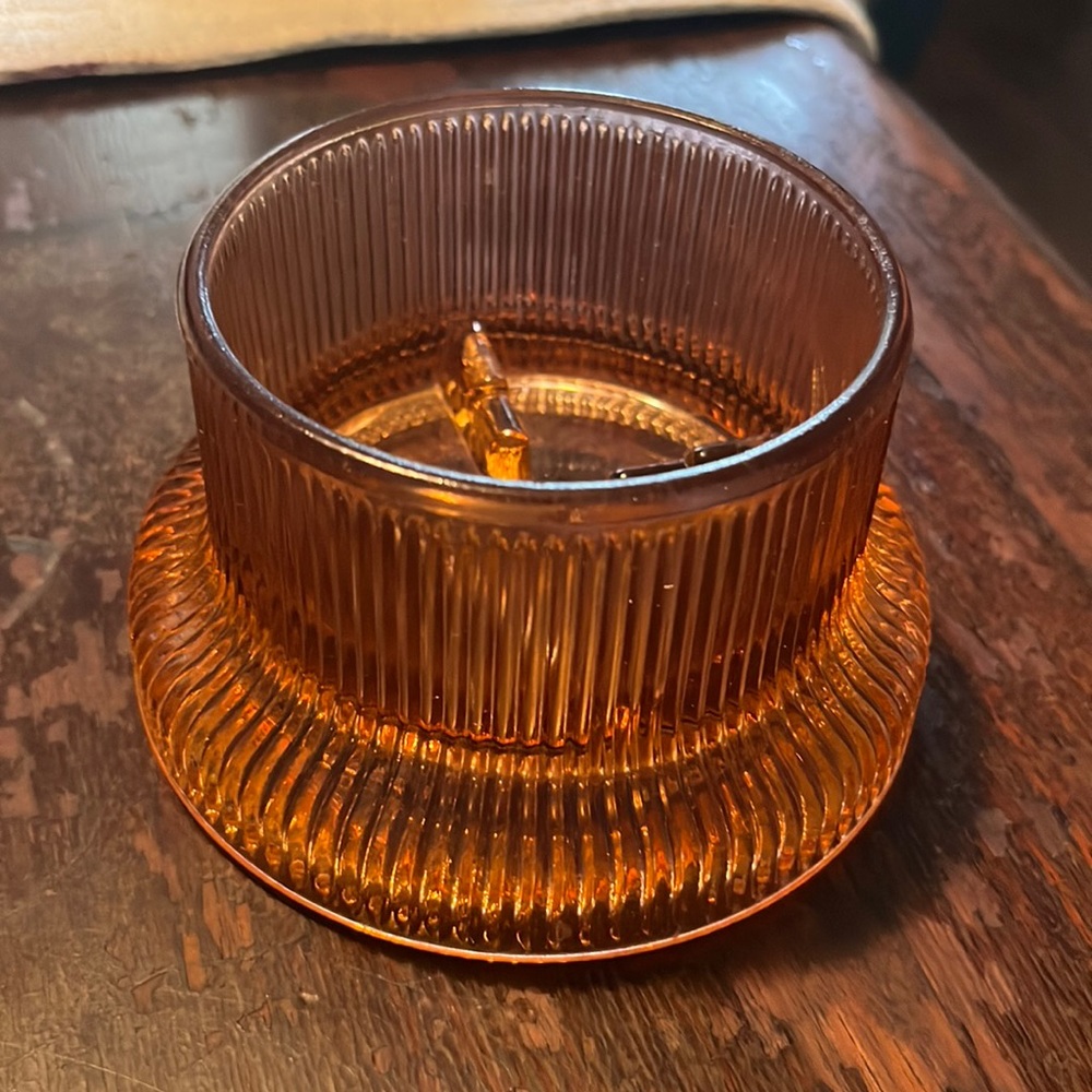 Amber/Orange ribbed glass ashtray